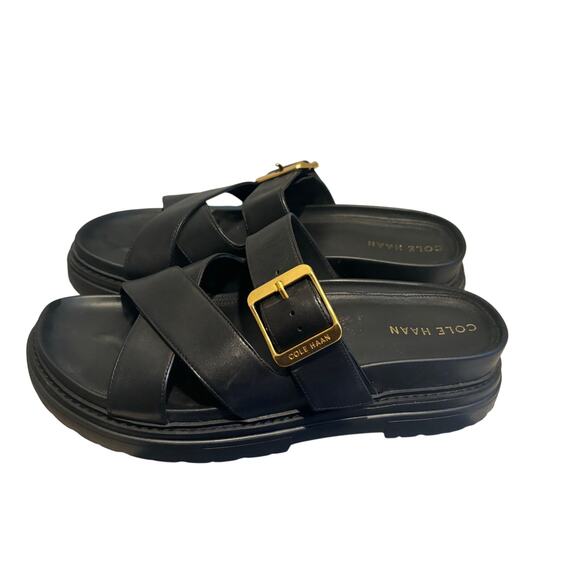 Cole Haan Freya Black Leather Slide Sandals, Women's Size 9.5 B New! - Picture 3 of 6